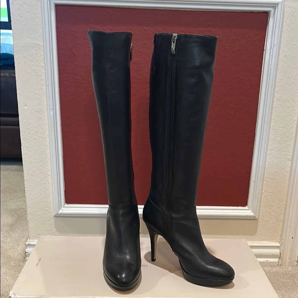 Black Leather Vince Camoto Knee-High Boots